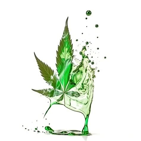 Premium Photo Fresh Hemp Leaf And Oil Splash Isolated On White