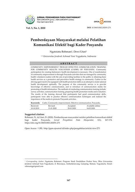 Pdf Pemberdayaan Kader Posyandu Bina Sejahtera Dalam Pencegahan Dan