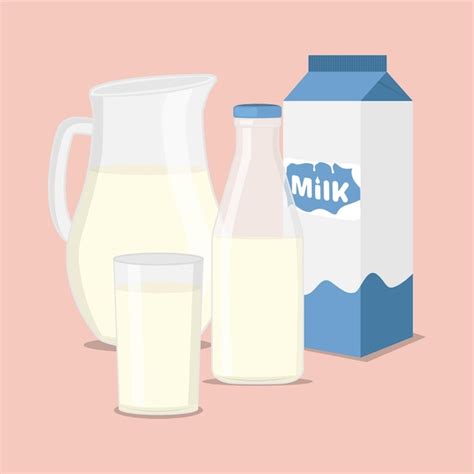 Premium Vector Milk Product In Various Containers Set Flat Illustration