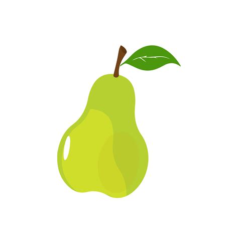 Pear Icon Vector Illustration Green Colorful Pear Fruit Icon Isolated