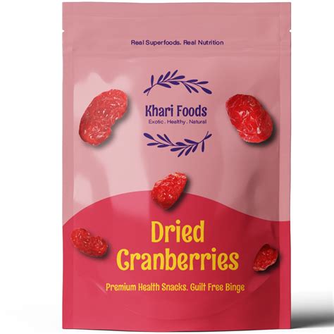 Khari Foods Seedless Whole Dried Cranberries Healthy Cranberry Snacks