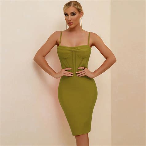 Bandage Dress 2021 New Arrival Green Spaghetti Bandage Dress Bodycon