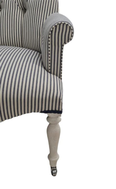 Armchair Chair Seat Blue White Ticking Stripe Handmade In Uk Etsy Uk