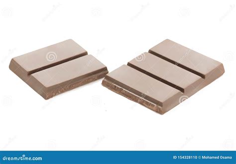 Two Dark Brown Chocolate Pieces On White Background Stock Photo Image