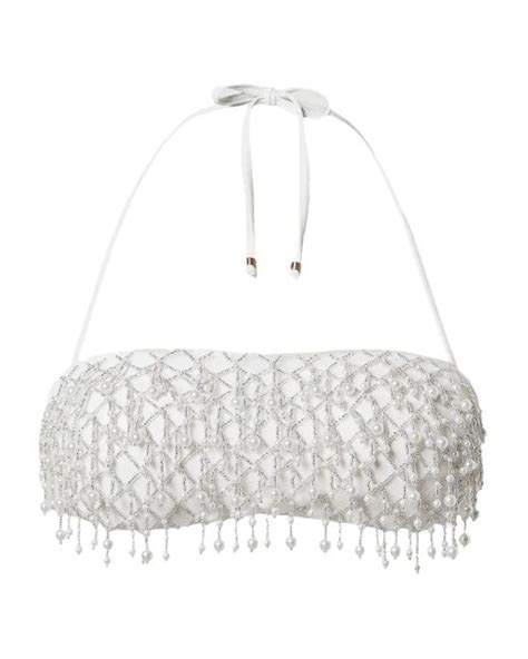 Twinset Beaded Bandeau Bikini Set In White Lyst