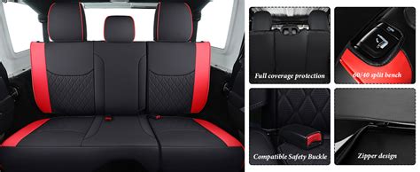 Amazon Coverado Jeep Wrangler JK JL Seat Covers Leather Black