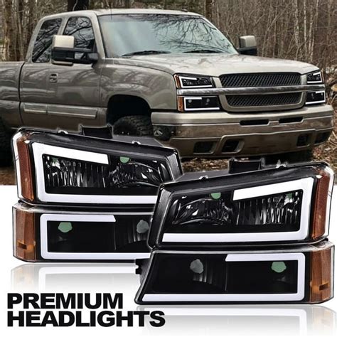 G Plus Led Drl Headlights Bumper Headlamps Fit For 2003 2006 Chevy Avalanche 1500 2500 Clear