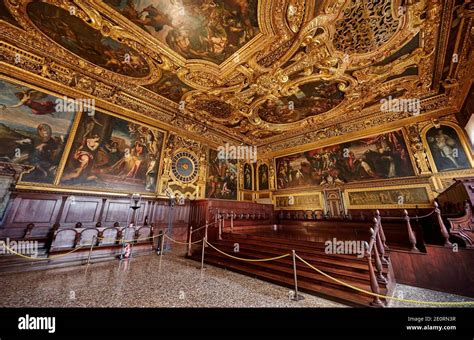 Frescoes And Stucco In The Senate Hall Sala Del Senato Doges Palace