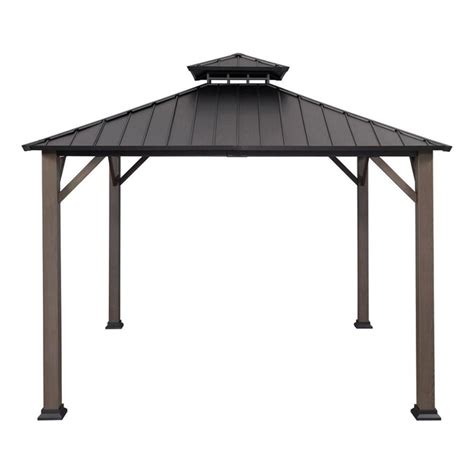 Allen Roth Blackwoodgrain Metal Square Gazebo With Steel Roof