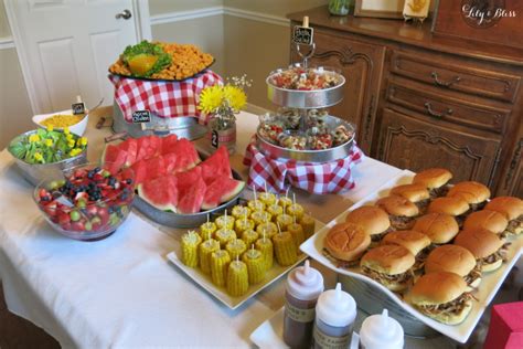 Bbq Themed Party With Pulled Pork Sandwiches W 3 Sauce Choices Sliced Watermelon Other