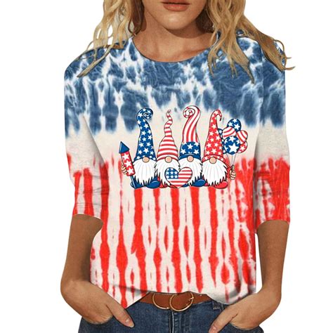 Pmuybhf Female 4 July Womens Blouses Plus Size Fashion Shirt Women