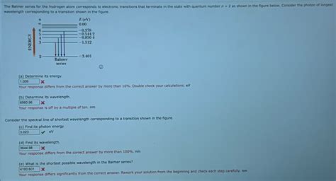 Solved The Baimer Series For The Hydrogen Atom Corresponds