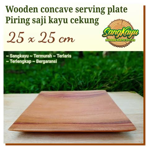 Jual Wooden Plate 25x25 Cm Piring Kayu Cekung Segi Empat Piring Saji