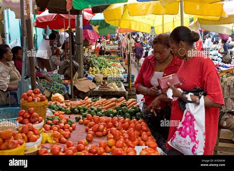 Femme Gabonaise De Lafrique De Lachat De Tomates Ananas Un Marché De