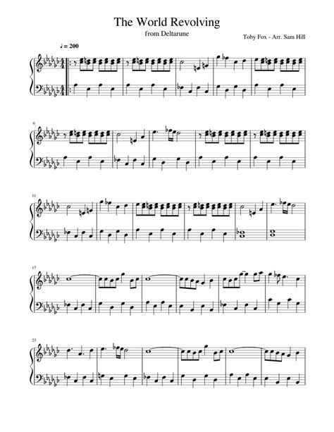 The World Revolving Sheet Music For Piano Solo