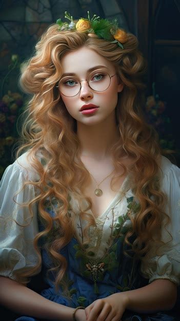 Premium Ai Image Beautiful Woman With Glasses Generative Ai