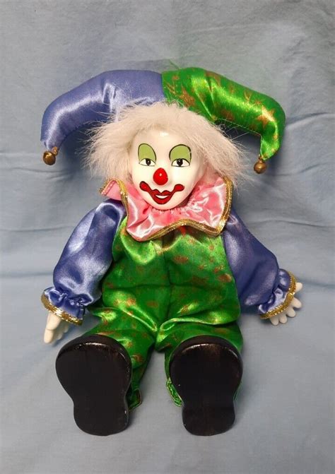 Vtg 1980s Hand Painted Circus Clown Porcelain And Soft Sand Body Collectible Doll Ebay