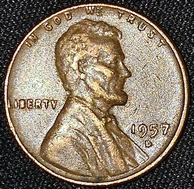 1957 D Lincoln Penny With Errors L On Rim B E BIE Error