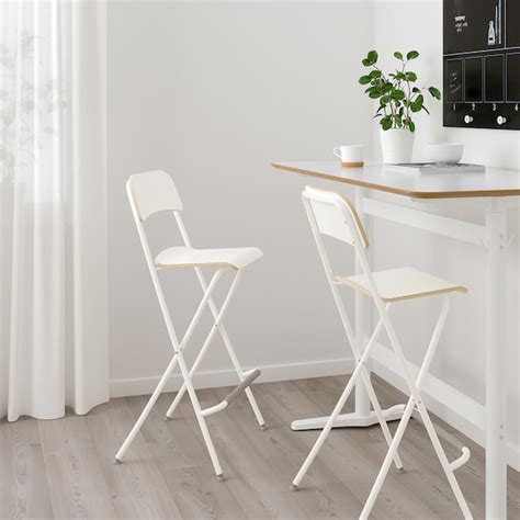 Franklin Bar Stool With Backrest Foldable White Width 52 Cm Ikea