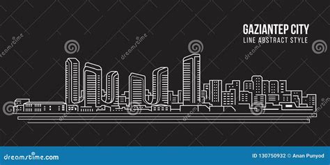 Cityscape Building Line Art Vector Illustration Design Gaziantep City Stock Vector