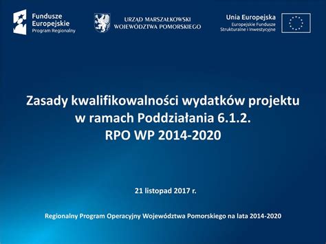 Zasady Kwalifikowalno Ci Wydatk W Projektu W Ramach Poddzia Ania Ppt