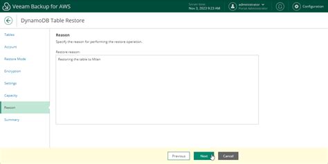 Step Specify Restore Reason Veeam Backup For Aws Guide