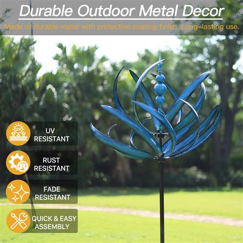 Cyan Oasis Yard Garden Wind Spinners Extra Large Outdoor Metal Wind Sculptures Spinners With