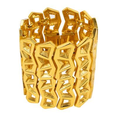 Auguste Bonaz Rare Art Deco Galalith Stretch Bracelet Black And Red