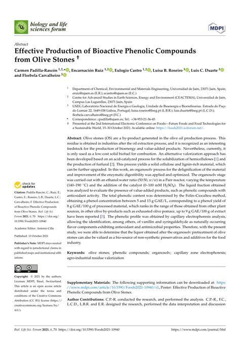 Pdf Effective Production Of Bioactive Phenolic Compounds From Olive