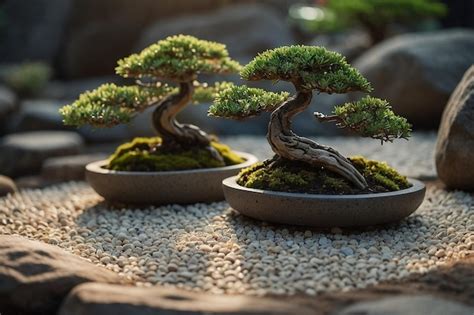 Premium Photo Zen Rock Garden With Bonsai Tree Simple