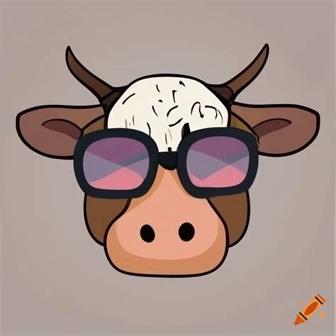 Cow Head With Sunglasses In Vector Style