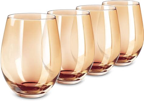 Amazon.com | LUXU Amber Stemless Wine Glass(Set of 4)-20 Ounces,Colored ...