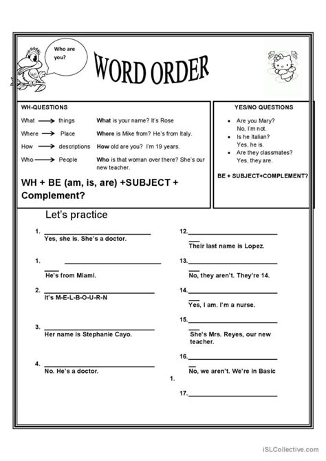 Word Order English Esl Worksheets Pdf And Doc Worksheets Library