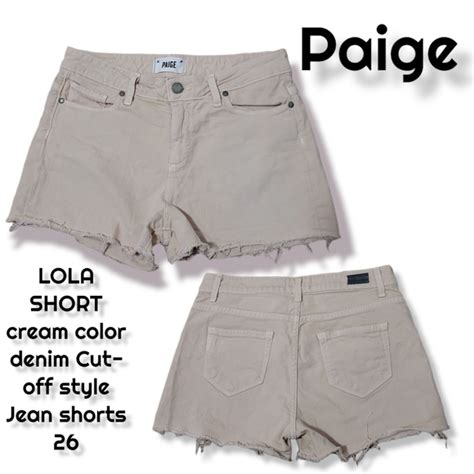 Paige Shorts Paige Lola Short Cream Color Denim Cutoff Style Jean