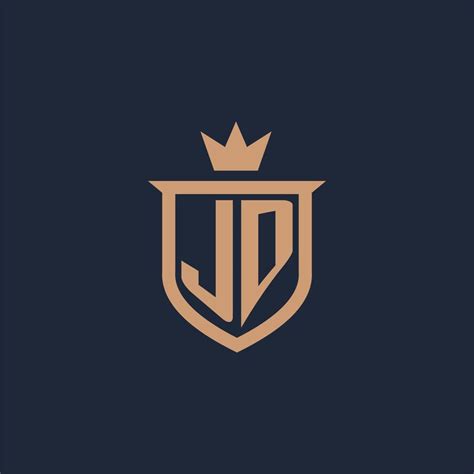 Logotipo Inicial Del Monograma Jd Con Estilo De Escudo Y Corona