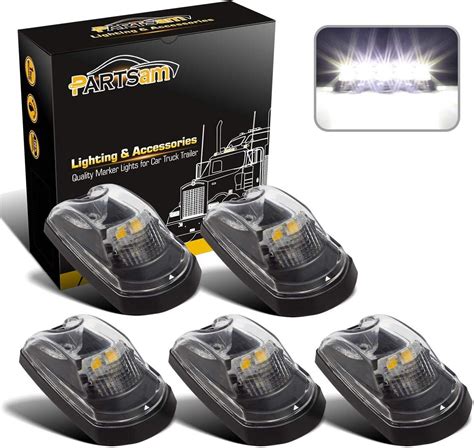 Partsam 5PCS Clear Lens Cab Marker Lights 264343CL White LED Clearance