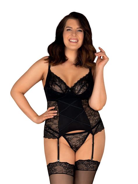 Corsetto In Pizzo Nero Taglie Plus Laurise Milena Lingerie