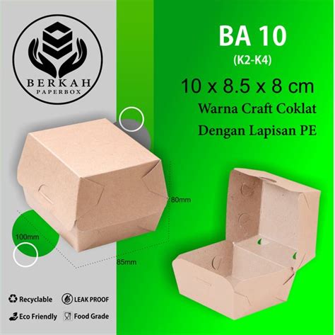 Jual Paper Box Dus Burger Kotak Makan B10K2 Laminasi 10X8 5X8 Di Lapak