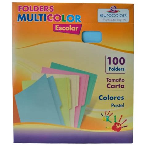 Folder Mapasa Carta Multicolor Color Arcoiris Pastel Pqte 100F Mervins