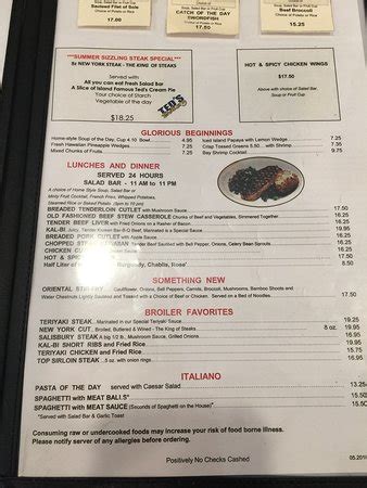 Menu Picture Of Wailana Coffee House Honolulu Tripadvisor