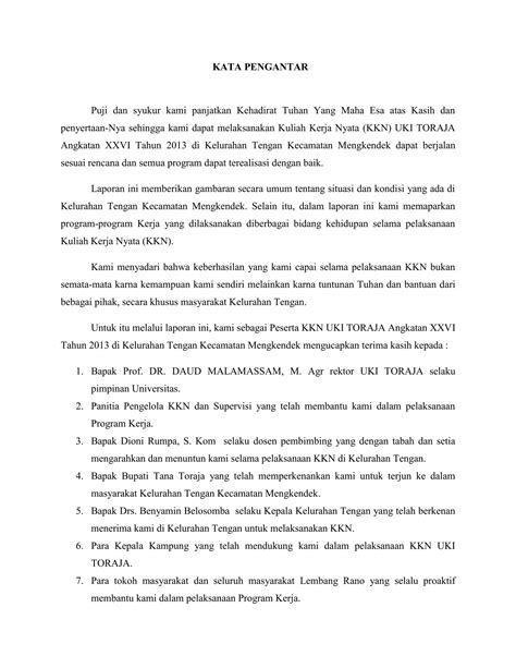 4 Kata Pengantar Laporan Kkn 2013 Pdf