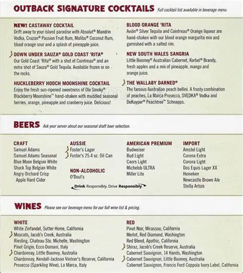 Outback Steakhouse Menu, Menu for Outback Steakhouse, Chesterbrook ...