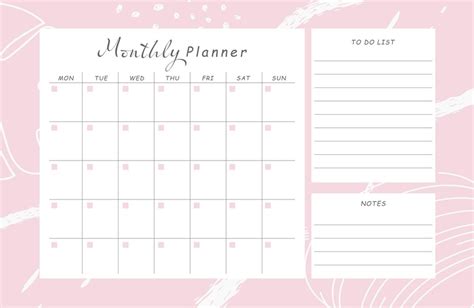 Premium Vector | Monthly planner calendar template