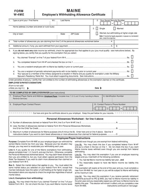 Maine W4 Fill Out And Sign Online Dochub