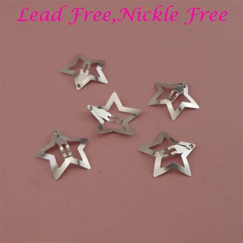 Pcs Cm Silver Star Hair Clips For Girls Filigree Star Metal Snap