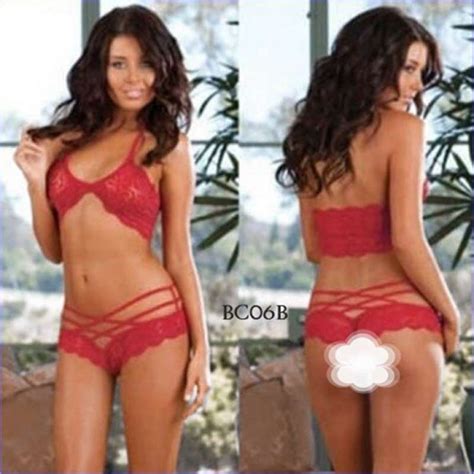 Jual Lingerie Bra Cd Seksi Bh G String Sexy Lace Dalaman Wanita Merah