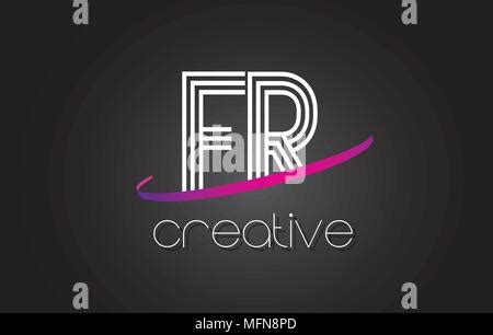 Fr F R Letter Logo Design With Swoosh And Black Lines Modern Creative