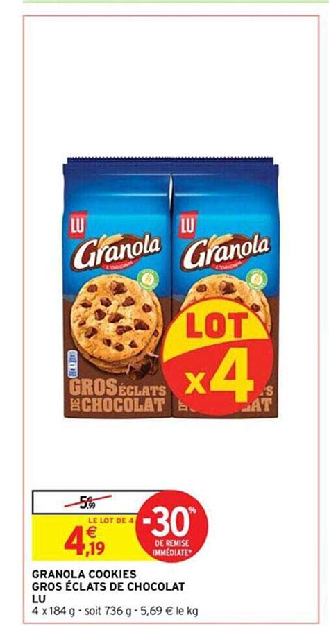 Promo Granola Cookies Gros éclats De Chocolat Lu chez Intermarché