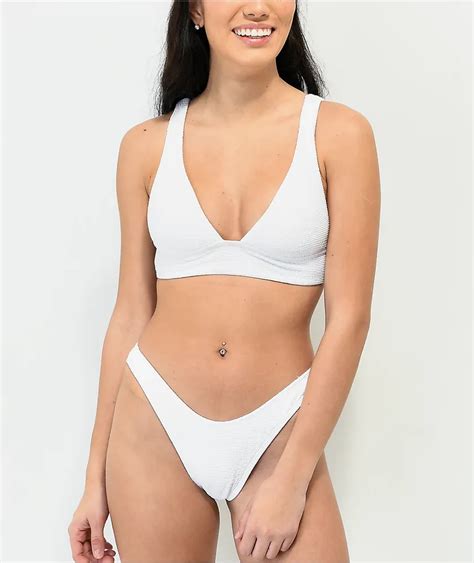 Damsel White Mini Ruffle High Leg Bikini Bottom Hamilton Place