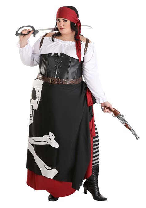 Plus Size Skeleton Flag Rogue Pirate Costume for Women